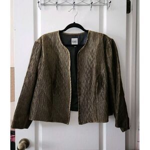 R&M‎ RICHARDS Womens Gold Cardigan Blazer Open Front Long Sleeve  Size 18W